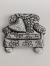 Sterling Silver Ornate Big Comfy Chair Brooch Pin MEXICO 925 CL