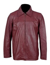 Cafe Racer Biker Leather Jacket Black & Brown Soft Cow Skin Leather Burgundy