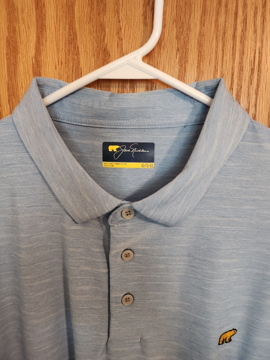 jack nicklaus dress shirts Jack Nicklaus Mini Drinks Golf Polo Shirt in Navy and Blue Mens Regular Fit Short Sleeve Performance Polo, Size Small
