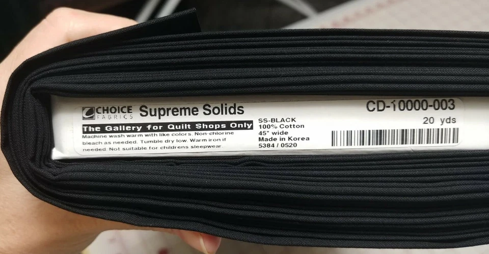 Solid Black Algodón Cotton Quilting Fabric Work Apparel Shirting - Image 3 of 4