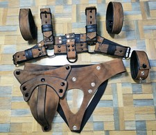 Men Bulldog Harness Leather Harness Adjustable Buckle Body Chest Harness Costume