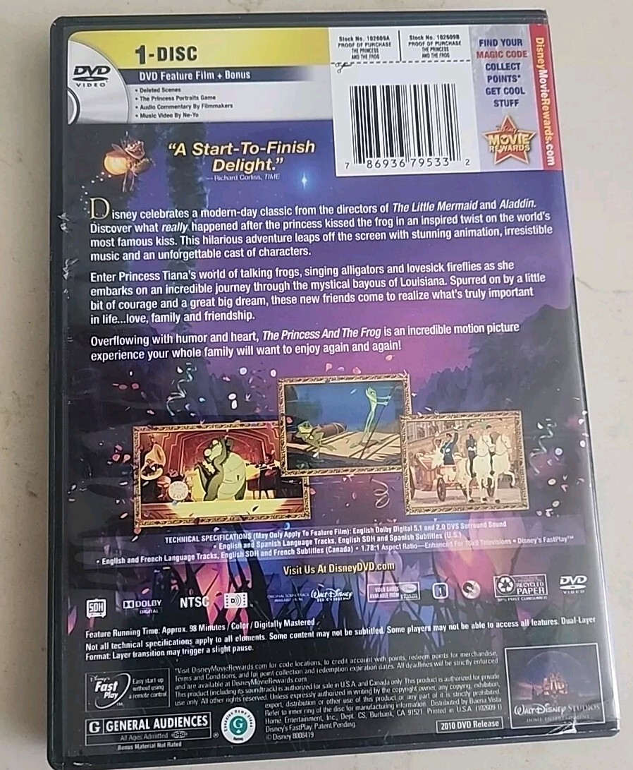 Disney: The Princess & Frog (DVD 2009) Tiana Animated Musical