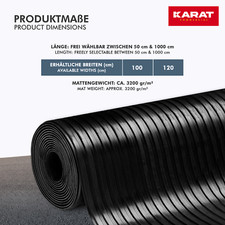Breit Riefenmatte Gummimatte schwarz 3mm, Stolperschutz, Kabelmatte Gummil&auml;ufer