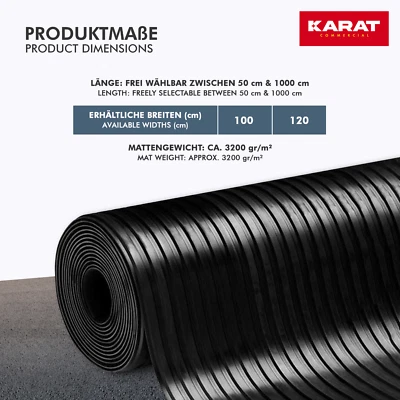 Breit Riefenmatte Gummimatte schwarz 3mm, Stolperschutz, Kabelmatte Gummiläufer