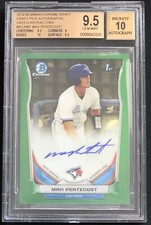 2014 Max Pentecost Bowman Chrome Green Parallel /99 Autographed Card BGS 9.5/10