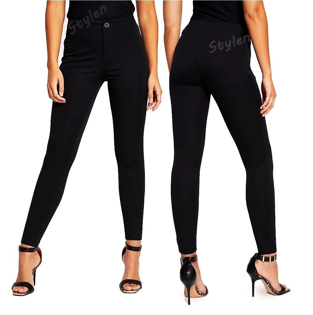 Womens black slim fit smart trousers cheap