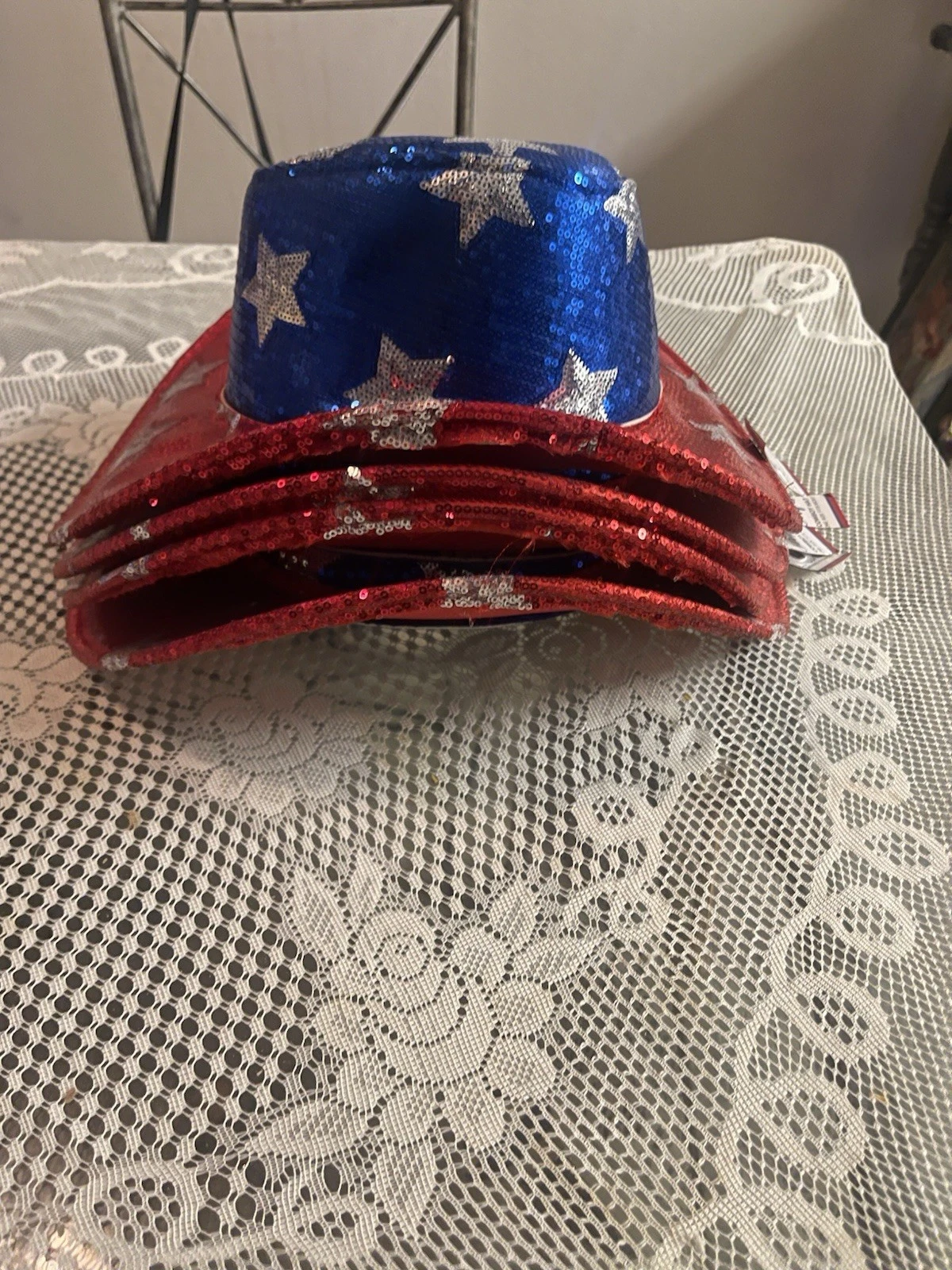 Sequence Red White And Blue Cowboy Hats Fourth Of July/Patriotic Lot Of 4