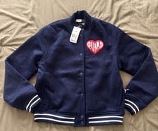 Puma Hooperhotline Men Medium Varsity Reversible Snap Button Jacket Navy Blue M