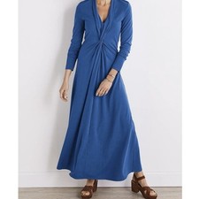Soft Surroundings Lagia Maxi Dress Twist Front Cobalt Blue Size Medium