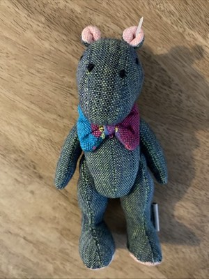 Vintage Manhattan Toy Company Nilpferd Mini Gelenk Stoff Teddybär Fliege (a5)