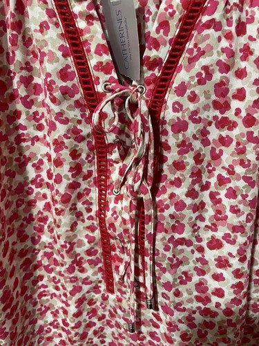 Catherine’s pink & white pattern top w/ flutter sleeves ~ Size 1X (18-20W) ~ NWT - Picture 6 of 9