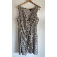 Lauren Ralph Lauren Snakeskin Print Sheath Dress Sleeveless Party 14 EUC