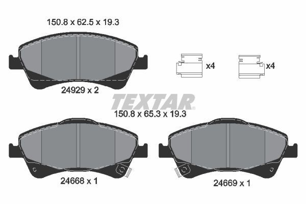Neu - Textar 2466801 Bremsbelagsatz, Scheibenbremse FüR Toyota-image