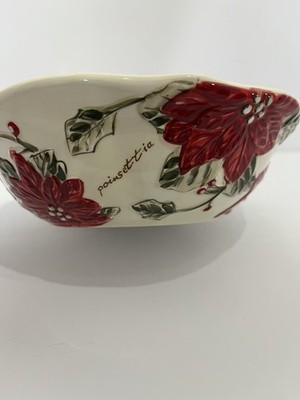 Gibson Elite Holiday Cardinal & Poinsettia 7  Bowl - E213