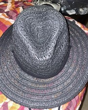 NWT GAP WESTERN COWBOY STRAW HAT BLACK SIZE M/L W/ DRAWSTRING TIES AT NECK