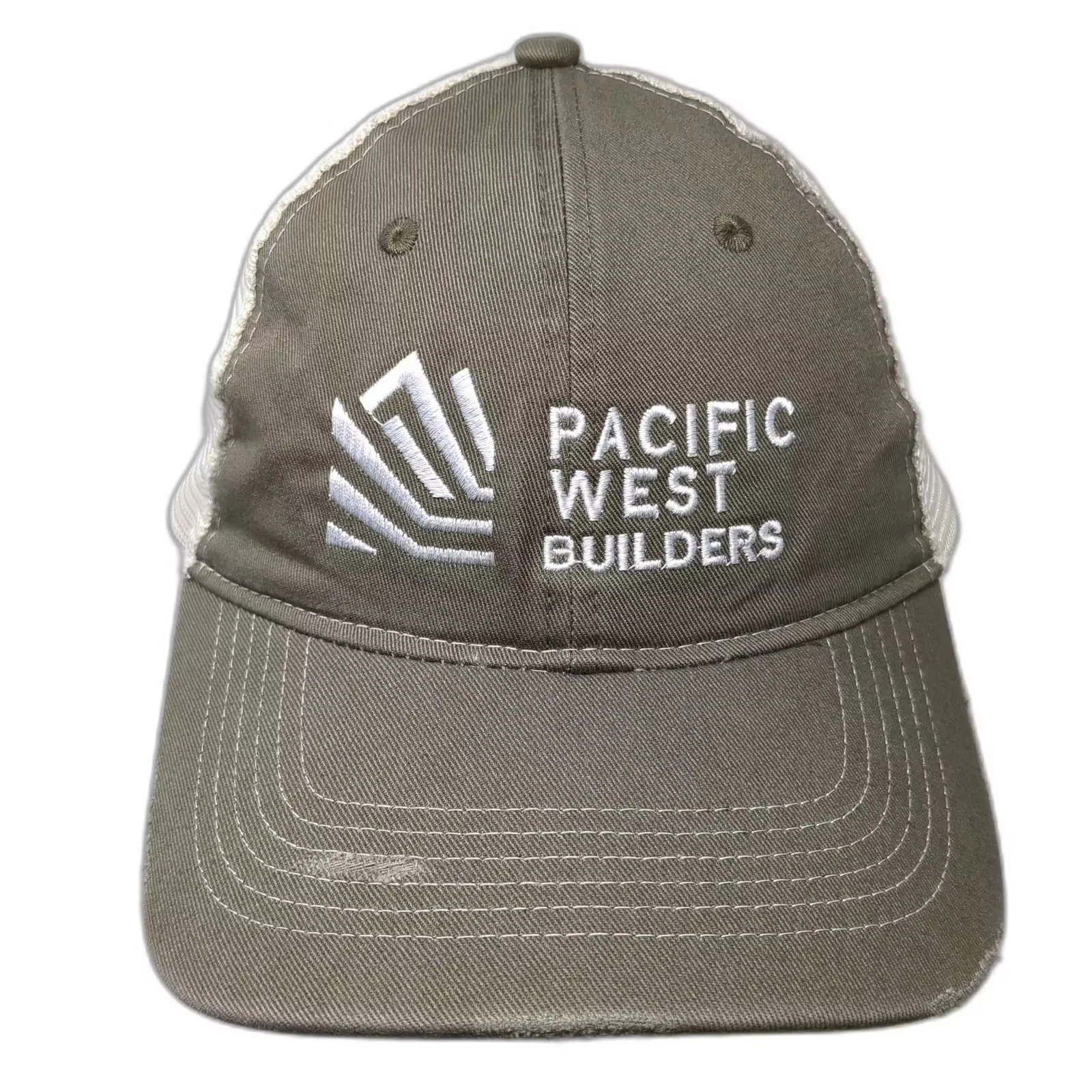 Port Authority Trucker Hat Green Beige OS Pacific West Builders Mesh Adjustable