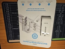 Atomic Wall Outlet Surge Protector with 2 USB Charging Ports