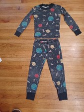 Mini Boden Boys Sz 5Y Outer Space Print Longsleeve Pajama Set