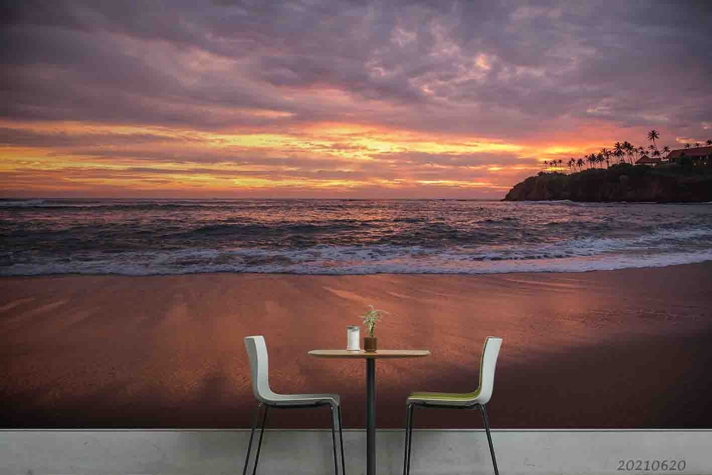3D Sky Ocean Sunset Landscape Wall Murals Wallpaper Murals Wall Sticker