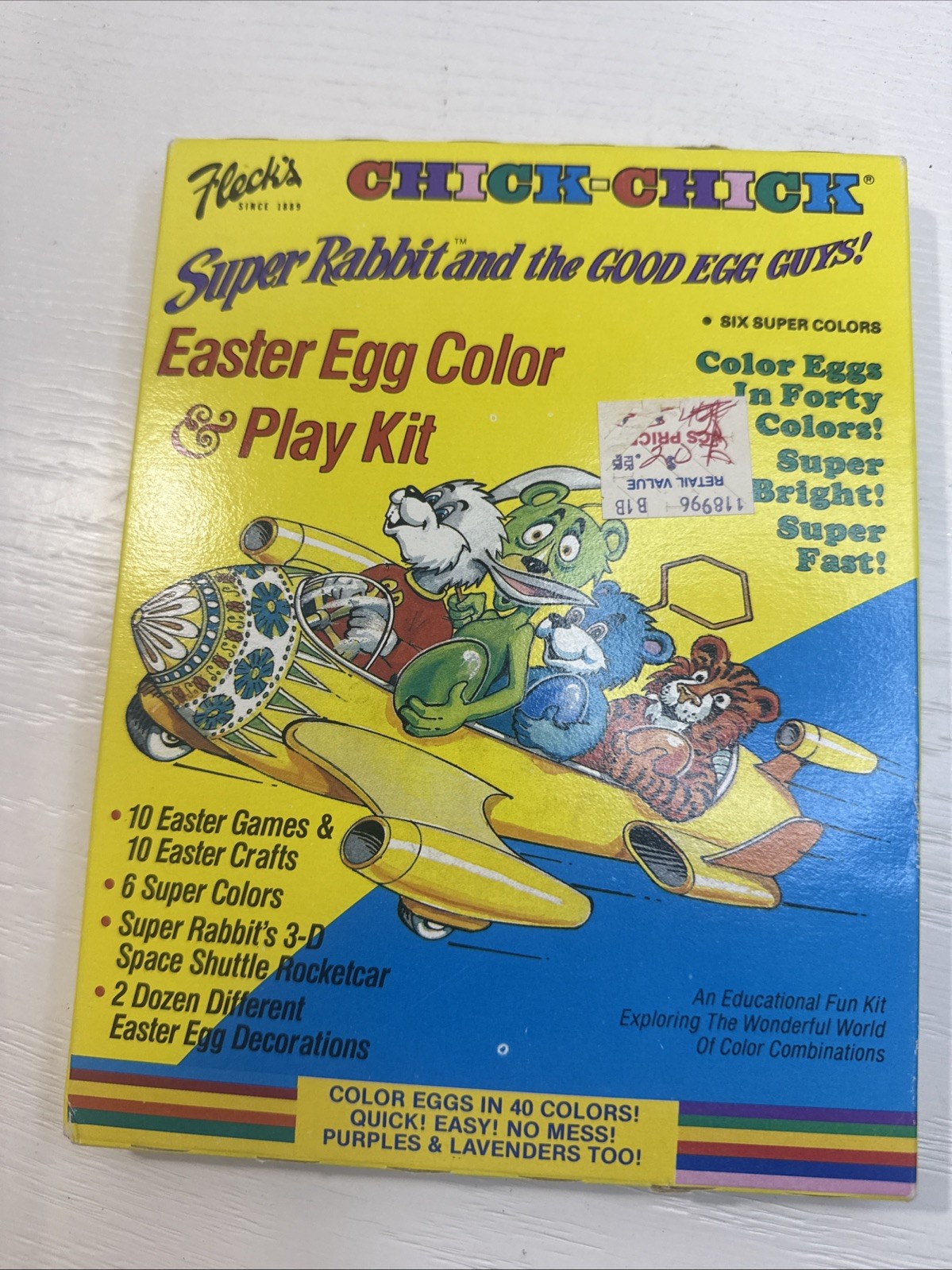 Vintage Fleck's Chick-Chick Easter Egg Coloring and Play Kit Unused Super Rabbit