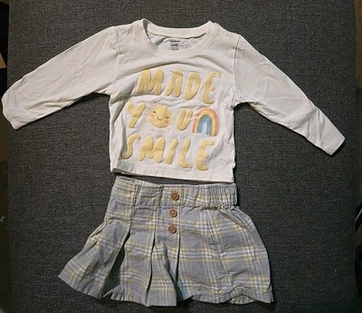 Gerber 2-piece Infant Girls Mustard Plaid Tee &Skirt Set