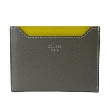 Celine Card Holder Card Case Pass Case Business Card Holder Leather Gray Yellow