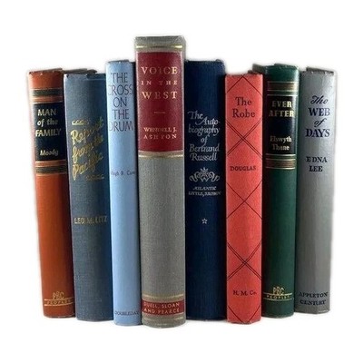 Lot of 3 Vintage Old Rare Books for Library & Decor Staging