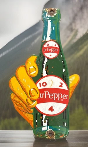 VINTAGE 10 X 5.5” DR. PEPPER SODA POP PORCELAIN ADVERTISE PLATE DEALER SIGN