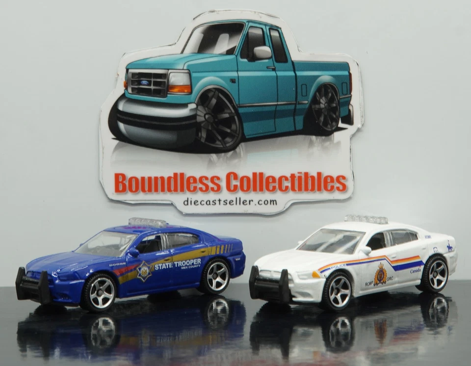 MATCHBOX LOT DODGE CHARGER PURSUIT POLICE WHITE CANADA RCMP BLUE STATE TROOPER - Image 2 of 3