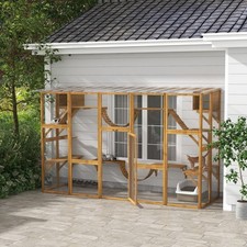 Catio Playground Outdoor Cat Enclosure Wooden w/ Roof Yellow