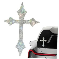 Bling Cross Car Decal, Sparkly Rhinestone Christian Faith Decal Self-Adhesive