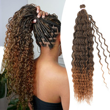 Boho Braiding Hair 20 Inch Deep Wave Bulk Human Hair Mix Synthetic 130G/Pack, Lo