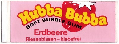 Hubba Bubba KAUGUMMI AUFKLEBER soft bubble gum - Erdbeere Riesenblasen