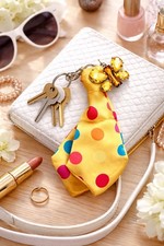 Purse Accessories Key Chain Charms YELLOW Butterfly 6" Handmade Gift