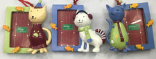 Holiday Cat Photo Resin Frame Christmas Pet Ornaments Lot 3 Winter
