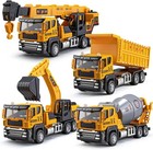 7-in-1 Construction Toy Set – Metal Excavator, Dump Truck, Friction Gear Play