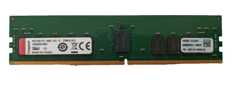 Kingston 16GB 2Rx8 PC4-2666 RDIMM ECC Registered Server RAM KSM26RD8/16MEI - Photo 1/1