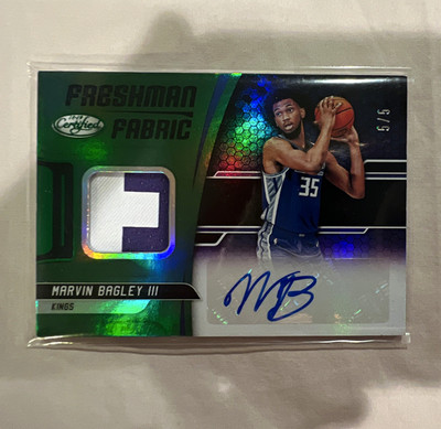 MARVIN BAGLEG III Rookie Panini 2018-19 Certified  Freshman Fabric Auto 5/5