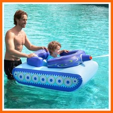 Inflatable Tank Pool Floats Kids, Pool Floaties Swimming Tank with Water Gun,...