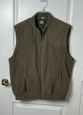 #ad CABELA#x27;S Outdoor Gear Mens LARGE Brushed Fleece Brown Full Zip Vest Pockets $21.97