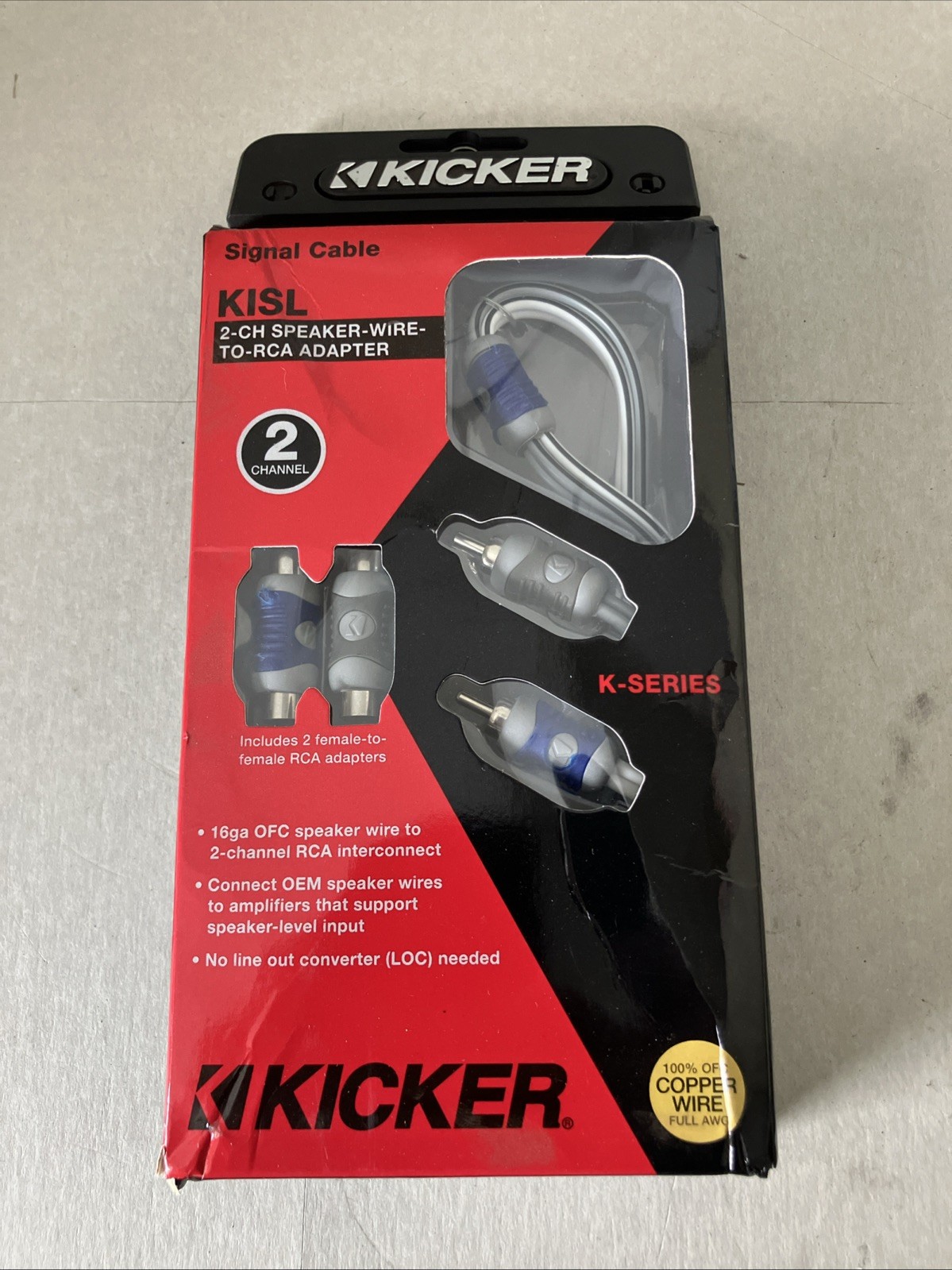 Kicker 46KISL Car Audio Amp Amplifier Speaker Wire to 2 Channel RCA Adapter KISL