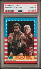 1987 Topps WWF Hercules & Bobby The Brain Heenan #9 PSA 8 WWE Wrestling Card