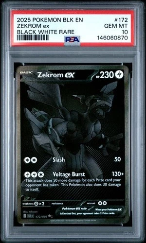 Pokemon Zekrom ex Black Bolt Black White Rare #172 PSA 10 Gem Mint