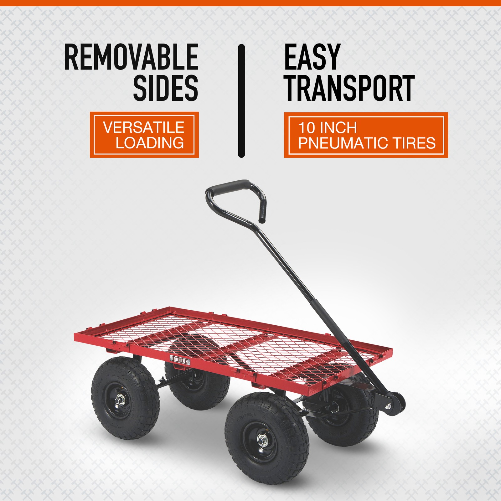 Ironton Steel Garden Cart, 400-Lb. Capacity, 38in.L x 18-1/2in.W x 21in.H