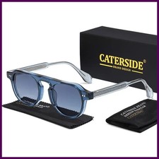 CATERSIDE Vintage Round Sunglasses Men Punk Core Insert Temples Sun Glasses