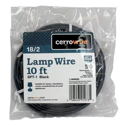 10 Ft. 18/2 Black Stranded Copper Lamp Wire - Image 1 of 4