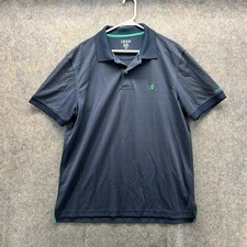 Izod Polo Shirt Men Large Blue Navy Performance Knit Stretch Casual Polyester