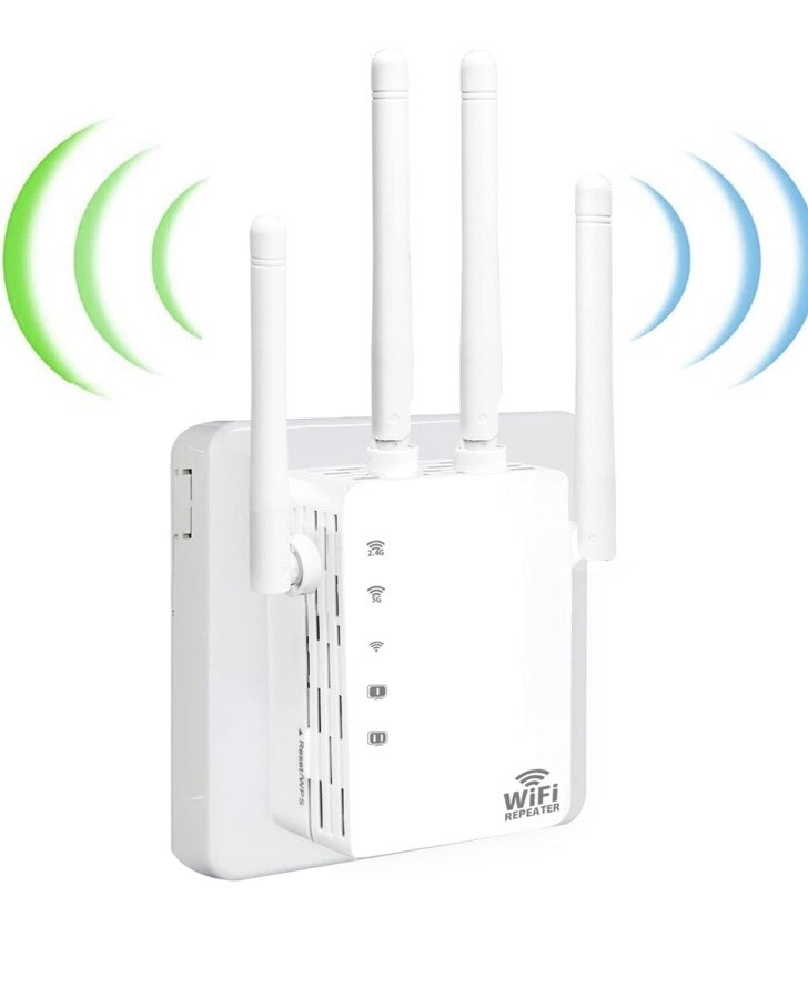 1200Mbps Wireless WiFi Repeater Dual Band WiFi Extender Booster 2.4G/5G Network Amplifier with 6 Antennas 360 Full Coverage Signal for Small Office 1200Mbps Wireless WiFi Repeater Dual Band WiFi Extender Booster 2.4G/5G Network Amplifier with 6 Antennas 360 Full Coverage Signal for Small Office