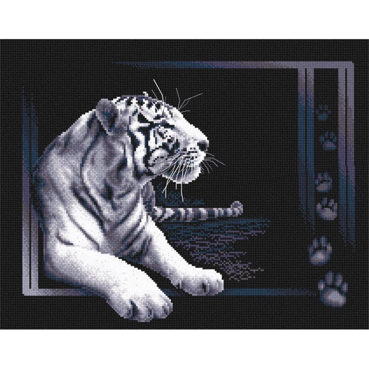 Panna counted cross stitch kit ""White Tiger"" 40x32cm, DIY
