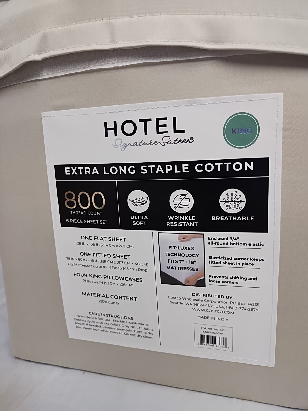 Hotel Signature Sateen 800 Thread Count Cotton 6Piece Sheet Set KING